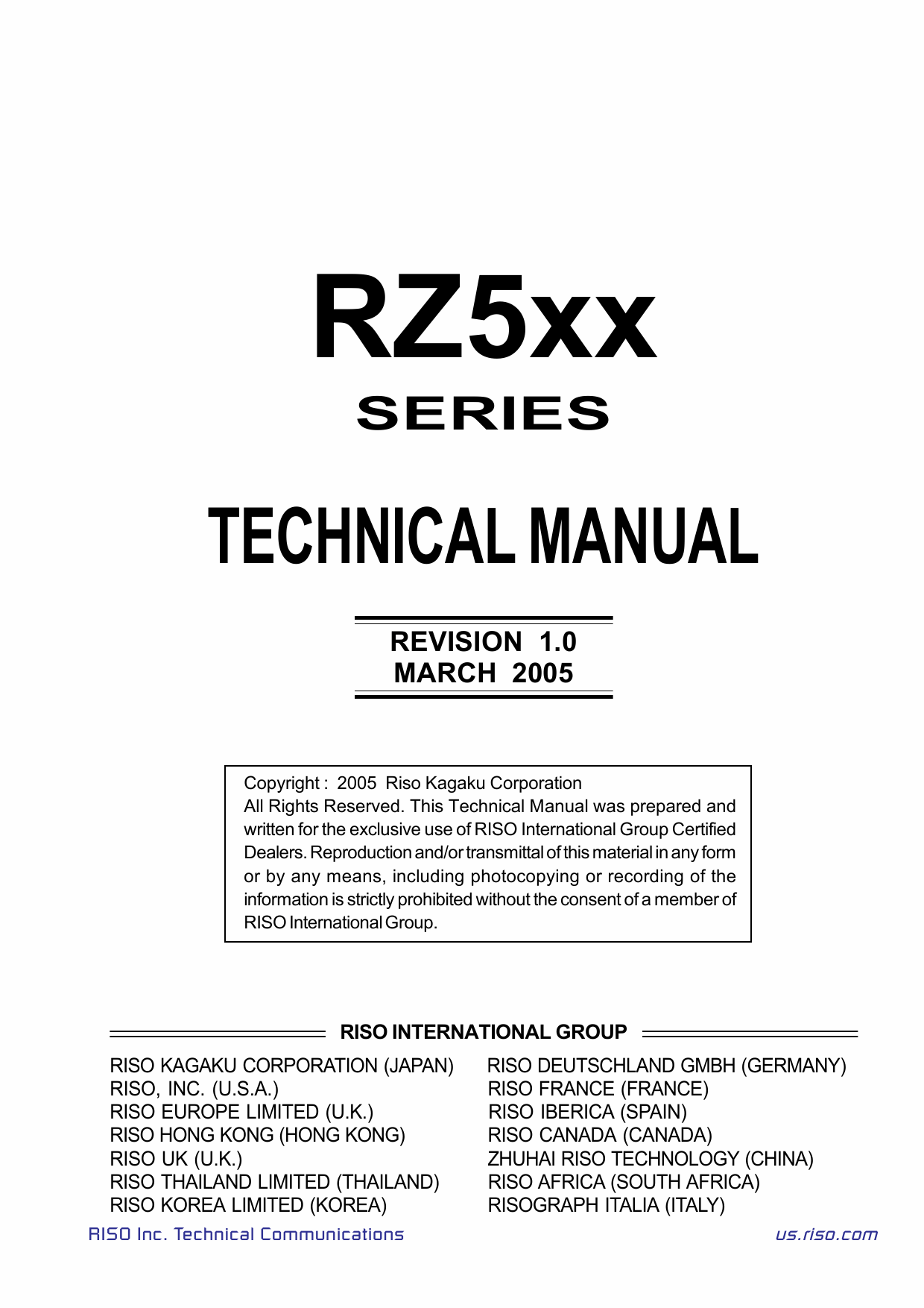 RISO RZ 500 510 570 590 RV5690 TECHNICAL Service Manual-1